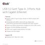 CLUB3D USB 3.2 Gen1 Type-A, 3 Ports Hub with Gigabit Ethernet (CSV-1430A) thumbnail