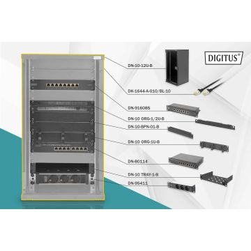 Digitus DN-10-SET-3-B rack 12U Vrijstaande rek Zwart (DN-10-SET-3-B) thumbnail