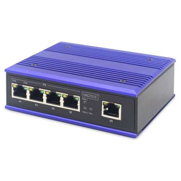 ASSMANN Electronic DN-650107 netwerk-switch Fast Ethernet (10/100) Power over Ethernet (PoE) Zwart, Blauw (DN-650107) thumbnail