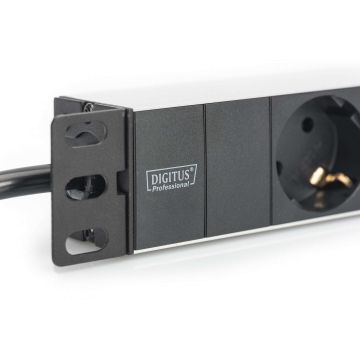 DIGITUS Steckerleiste 1HE, 3fach Schalter Alu 2m Zuleitung (DN-95411) thumbnail