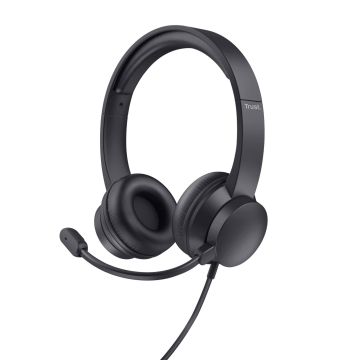 Trust Ayda USB Headset - USB headset voor kantoor en calls – Opklapbare microfoon – Volumeregeling in kabel – Zwart (25088) thumbnail