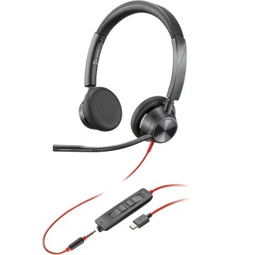 POLY Blackwire 3325 Stereo USB-C Headset + 3,5 mm plug + USB-C/A adapter