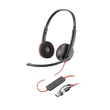 HP Poly Blackwire 3220 zwarte stereo USB-C-headset + USB-C/A-adapter (bulk) (8X2J9A6) thumbnail
