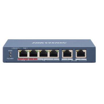 Hikvision Digital Technology DS-3E0106HP-E netwerk-switch Unmanaged Fast Ethernet (10/100) Power over Ethernet (PoE) Blauw (DS-3E0106HP-E) thumbnail