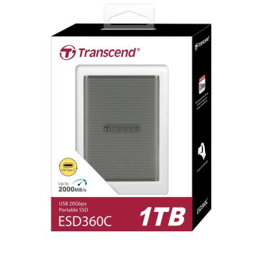 Transcend ESD360C - 1 TB - extern (tragbar) - USB 3.2 Gen 2x2 (USB-C Steckverbinder) - 256-Bit-AES - Grau (TS1TESD360C) thumbnail
