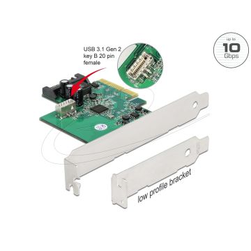 DELOCK PCI Express x4 Karte zu 1 x intern USB 3.2 Gen 2 Key (90068) thumbnail