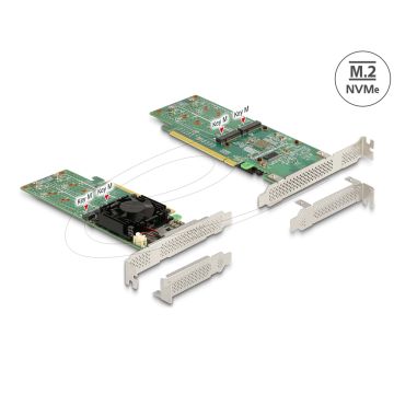 Delock PCI Express x16 Karte zu 4 x intern NVMe M.2 Key M - Low Profile Formfaktor (90078) thumbnail