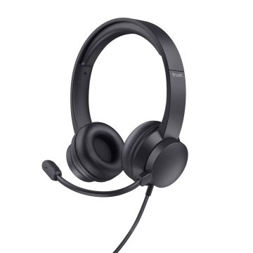 Trust HS-201 USB PC Headset – Bedrade headset – PC headset – Business model – USB-A aansluiting – Zwart (25373) thumbnail