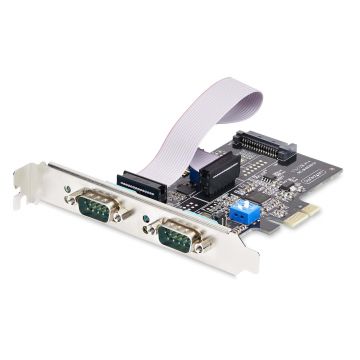 StarTech.com 2-Port PCIe Seriële Adapter Kaart, Quad PCI Express naar RS232/RS422/RS485 (DB9) Serial Kaart, Incl. Low-Profile Beugel, 16C1050 UART, Windows/Linux, TAA Compliant, Level-4 ESD Bescherming