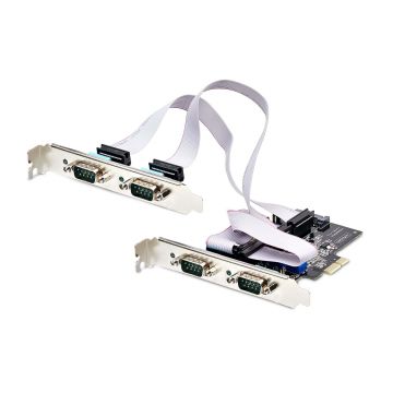 StarTech.com 4-Port PCIe Seriële Adapter Kaart, Quad PCI Express naar RS232/RS422/RS485 (DB9) Serial Kaart, Incl. Low-Profile Beugel, 16C1050 UART, Windows/Linux, TAA Compliant, Level-4 ESD Bescherming