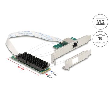 Delock M.2 Key B+M 1 x RJ45 10 Gigabit LAN Netzwerkkarte (95274) thumbnail
