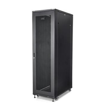 StarTech.com 42U Enterprise-Grade Server Rack Cabinet, 19in Vergrendelbare 4-Post Patchkast met 91cm Montagediepte en 900kg Draagkracht (RK4236BKB) thumbnail