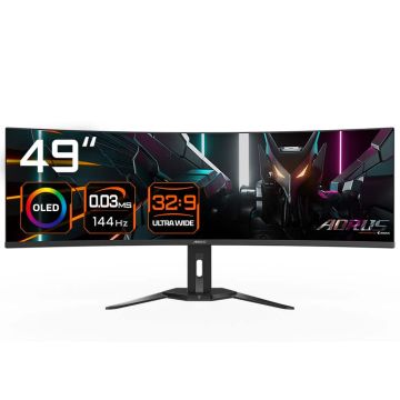 GIGABYTE AORUS CO49DQ computer monitor 124,5 cm (49") 5120 x 1440 Pixels Dual QHD OLED Zwart (AORUS CO49DQ) thumbnail