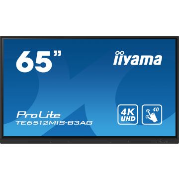 iiyama TE6512MIS-B3AG beeldkrant Kiosk-ontwerp 165,1 cm (65") LCD Wifi 400 cd/m² 4K Ultra HD Zwart Touchscreen Type processor Android 11 24/7