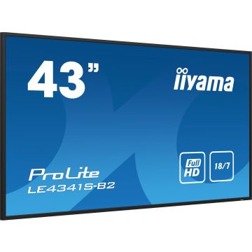 iiyama PROLITE LE4341S-B2 Digitale signage flatscreen 108 cm (42.5") LCD 350 cd/m² Full HD Zwart 18/7 (LE4341S-B2) thumbnail