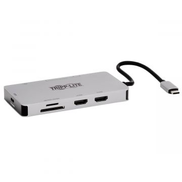 Tripp Lite U442-DOCK8G-GG laptop dock & poortreplicator Bedraad USB 3.2 Gen 1 (3.1 Gen 1) Type-C Zwart, Grijs