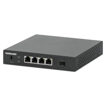 Intellinet 5-poorts 2.5G multi-gigabit netwerk switch, 4x 2.5G RJ45 + 1x 10G SFP+ uplink, onbeheerde switch, desktopformaat, wandmontage mogelijk, 3 jaar garantie (562058) thumbnail