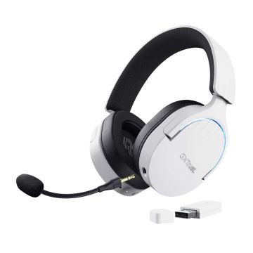 Trust GXT 491W Fayzo Gaming Headset - Draadloze gamingheadset – Bluetooth en 2.4 GHz verbinding – Afneembare microfoon – Wit (25304) thumbnail