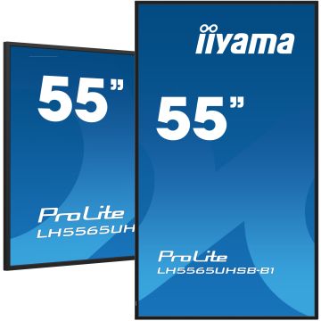 iiyama LH5565UHSB-B1 beeldkrant Kiosk-ontwerp 138,7 cm (54.6") LED Wifi 800 cd/m² 4K Ultra HD Zwart Type processor Android 11 24/7 (LH5565UHSB-B1) thumbnail
