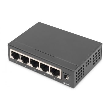 DIGITUS Switch 5-Port  Gigabit  Unmanaged Metallgehäuse schw (DN-80202-1) thumbnail
