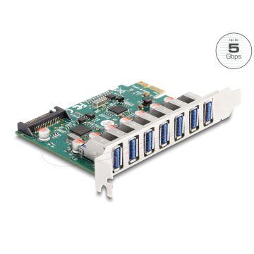 DELOCK PCI Express x1 Karte zu 7 x extern USB 5 Gbps Typ-A (90104) thumbnail