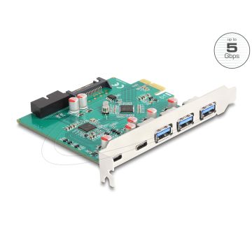 DELOCK USB 5 Gbps PCI Express x1 Karte zu 3 x extern Typ-A (90109) thumbnail
