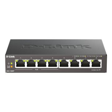 D-Link DGS-1008P/E netwerk-switch Unmanaged L2 Gigabit Ethernet (10/100/1000) Power over Ethernet (PoE) Desktop Zwart (DGS-1008P) thumbnail