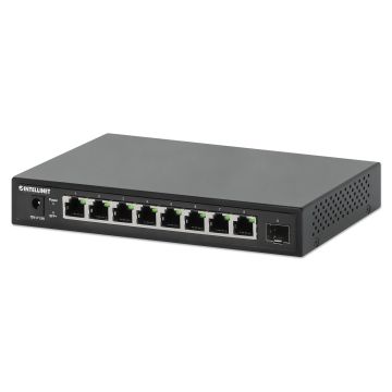 Intellinet 9-poorts 2.5G multi-gigabit netwerk switch, 8x 2.5G RJ45-poorten + 1x 10G SFP+ uplink, onbeheerde switch, desktopformaat, wandmontage mogelijk, 3 jaar garantie (562096) thumbnail