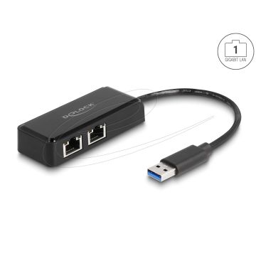 DELOCK USB Typ-A Adapter zu 2 x Gigabit LAN (64194) thumbnail