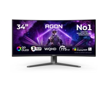 AOC AGON PRO AG346UCD computer monitor 86,4 cm (34") 3440 x 1440 Pixels Wide Quad HD QD-OLED Zwart, Grijs (AG346UCD) thumbnail
