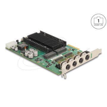 Delock PCI Express x4 Netzwerkkarte Gigabit LAN 4 x M12 mit PoE+ i350 (86054) thumbnail