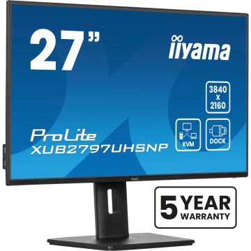 iiyama ProLite XUB2797UHSNP-B1 computer monitor 68,6 cm (27") 3840 x 2160 Pixels 4K Ultra HD LED Zwart (XUB2797UHSNP-B1) thumbnail