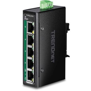 TRENDnet TI-PGLC50 5-Port Gigabit PoE+ Industrial DIN-Rail Mini Switch (TI-PGLC50) thumbnail