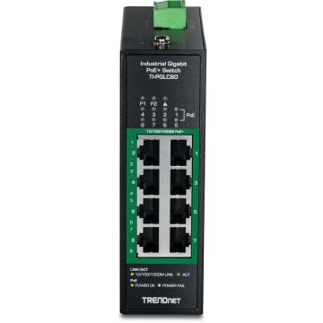 TRENDnet 8-Port Industrial Gigabit PoE+ DIN-Rail Mini Switch (TI-PGLC80) (TI-PGLC80) thumbnail