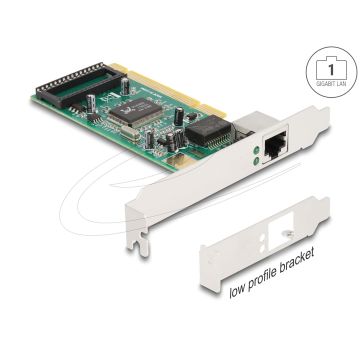 DELOCK PCI Karte zu 1 x RJ45 Gigabit LAN RTL (88084) thumbnail