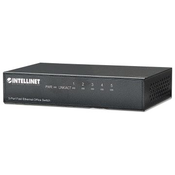 Intellinet 5-Port Fast Ethernet Office Switch Fast Ethernet (10/100) Zwart (523301) thumbnail