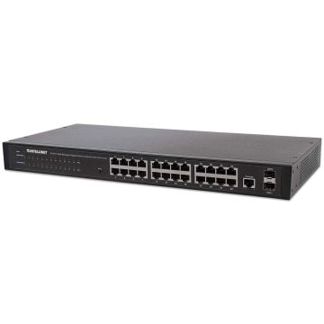 Intellinet 24-poorts Gigabit web-smart netwerk switch, 24x RJ45 10/100/1000 Mbps + 4x SFP-uplink, VLAN-ondersteuning, rackmontage, metalen behuizing, 3 jaar garantie (560917) thumbnail