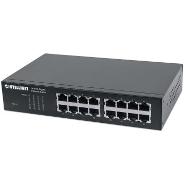 Intellinet 16-poorts Gigabit Ethernet netwerk switch, RJ45 10/100/1000 Mbps, IEEE 802.3az energiezuinig ethernet, desktop en 19" rackmontage, 3 jaar garantie (561068) thumbnail