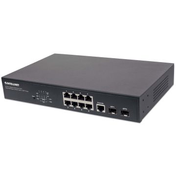 Intellinet 8-poorts Gigabit Ethernet PoE+ web-managed netwerk switch, 2x SFP-uplink, 140 W PoE-budget, VLAN-ondersteuning, 19" rackmontage, 3 jaar garantie (561167) thumbnail