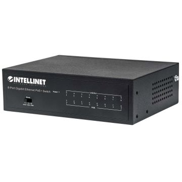 Intellinet 8-poorts Gigabit Ethernet PoE+ netwerk switch, IEEE 802.3at/af conform, 60 W PoE-budget, desktopuitvoering, 3 jaar garantie (561204) thumbnail