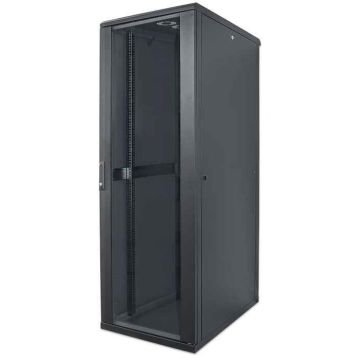 Intellinet 19" netwerkkast vrijstaand, 22U, 600x800 mm (breedte x diepte), zwart, bouwpakket (flatpack), max. 1500 kg, meerpuntsdeurslot, 1 slot per zijpaneel, bruikbare diepte 123–573 mm, IP20, staal (713085) thumbnail