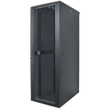 Intellinet 19" netwerkkast vrijstaand, 42U, 600x800 mm (breedte x diepte), zwart, bouwpakket (flatpack), max. 1500 kg, meerpuntsdeurslot, 1 slot per zijpaneel, bruikbare diepte 123–573 mm, IP20, staal (713184) thumbnail