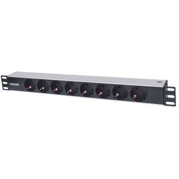 Intellinet Energiedistributie-eenheden (PDU) 19" 1U, 8-voudig EU, alleen LED-indicator, geen overspanningsbeveiliging, EU CEE 7/3, netsnoer 1,8 m, 3 jaar garantie (714037) thumbnail