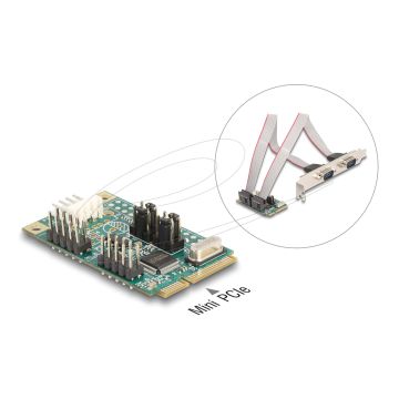 DELOCK Mini PCIe I/O PCIe full size 2x Seriell RS-232 5V/12V (95276) thumbnail