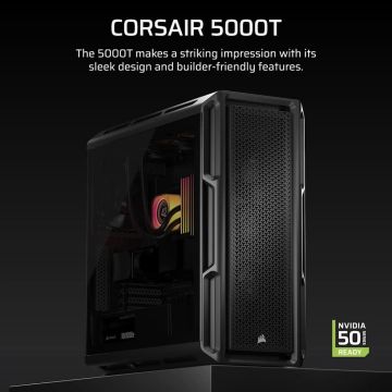 Corsair 5000T Mid tower Gaming E-ATX Side panel with window (tempered glass) (CC-9011300-WW) (CC-9011300-WW) thumbnail