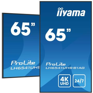 iiyama LH6541UHS-B1AG beeldkrant 163,8 cm (64.5") LCD 500 cd/m² 4K Ultra HD Zwart 24/7 (LH6541UHS-B1AG) thumbnail