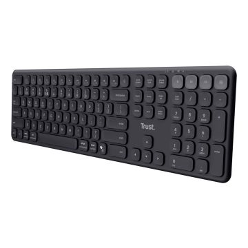 Trust Vaiya Draadloos Toetsenbord - Multi-device toetsenbord – QWERTY US-indeling – USB en Bluetooth – Zwart (25511) thumbnail