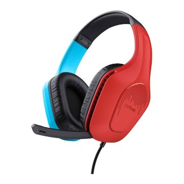 Trust GXT 416S Zirox Gaming Headset - USB gamingheadset – RGB-verlichting – Opklapbare microfoon – Zwart/Cyaan/Rood (25423) thumbnail