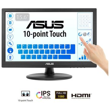 ASUS Touch VT169HE computer monitor 39,6 cm (15.6") 1920 x 1080 Pixels Full HD LED Touchscreen Tafelblad Zwart (90LM09V1-B01170) thumbnail