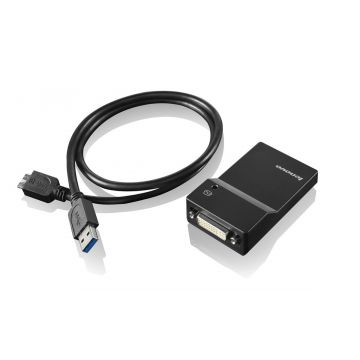 Lenovo USB 3.0 - DVI/VGA USB grafische adapter 2048 x 1152 Pixels Zwart